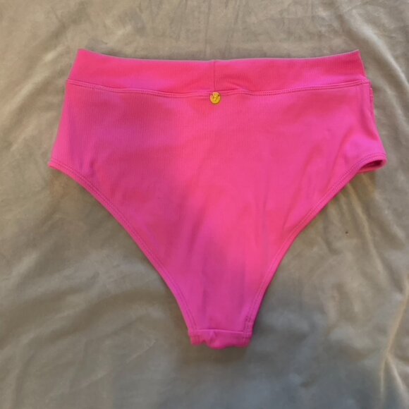 NWT Quintsoul Malibu Pink High Waisted Bikini Bottom - Size M - Picture 4 of 7